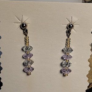 🖐 Pale Lavender Crystal Post Earrings